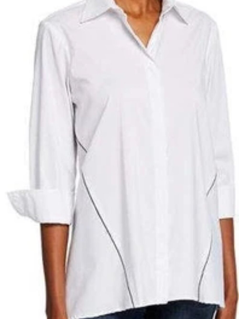 Finley Jody Reverse Trapeze Black Button Down Tunic Blouse Size Small NWT $199